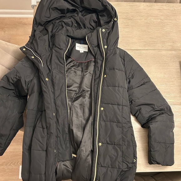 Cole Haan Signature 40" Taffeta Down Coat with Hood - Picture 3 of 4